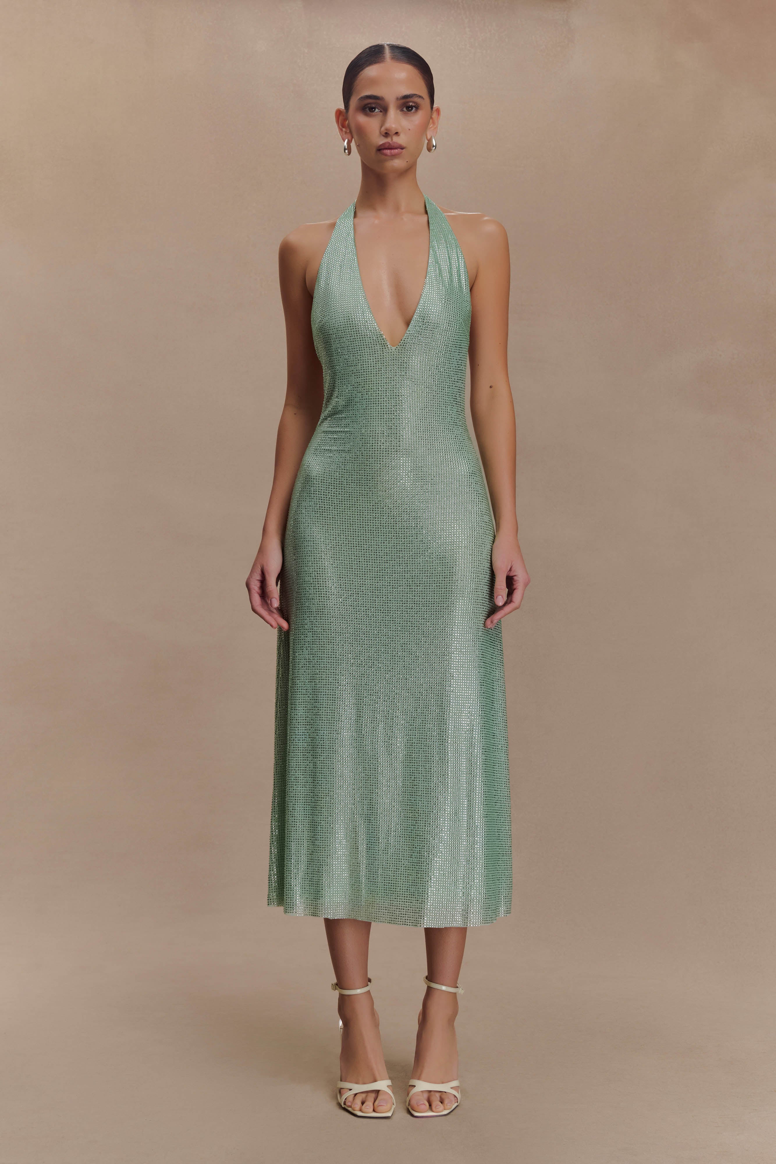 Sol y Mar - Vestido Midi Halter Diamante