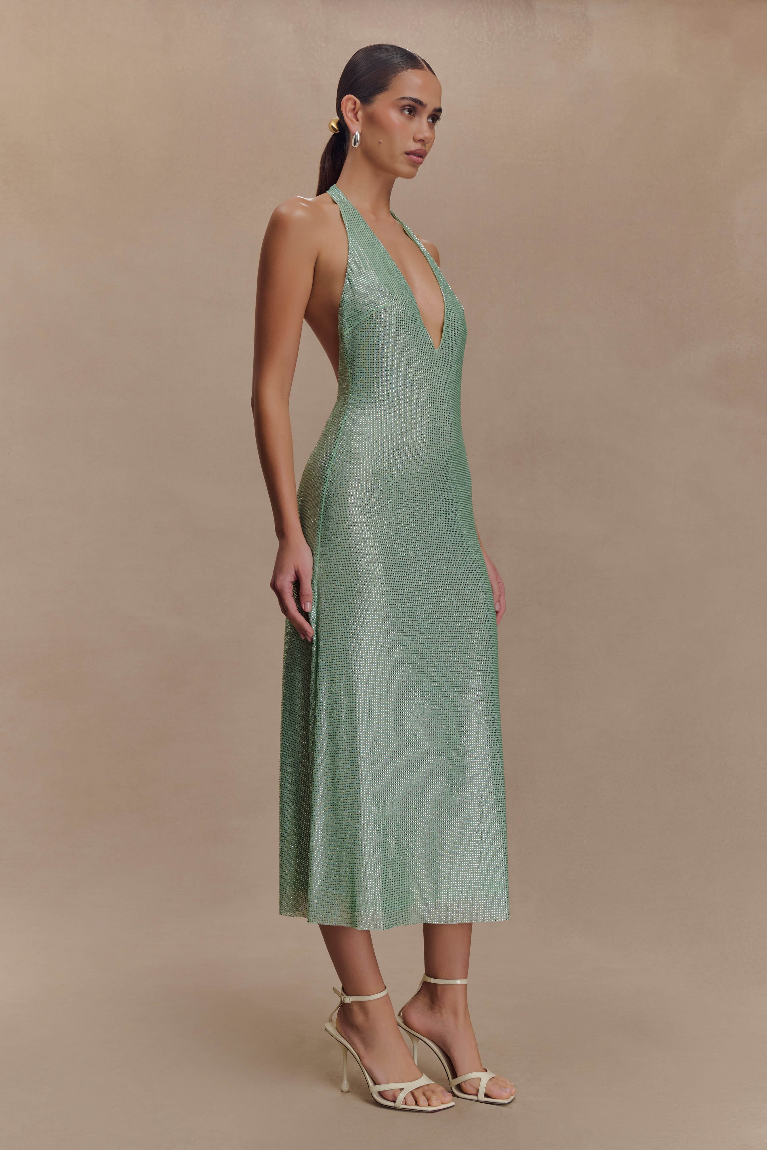Sol y Mar - Vestido Midi Halter Diamante